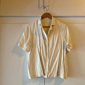Oak + Fort white short sleeve linen button down